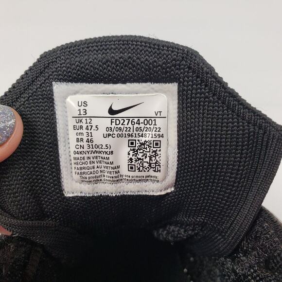 Nike Air Max Flyknit Racer Mens Size 13 Triple Black Running Sneaker Shoes main image 8